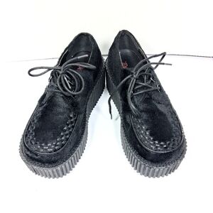 Demonia Women's Size 7 Faux Fur 3" Platform Creeper Punk Goth Shoes CRE 202 B